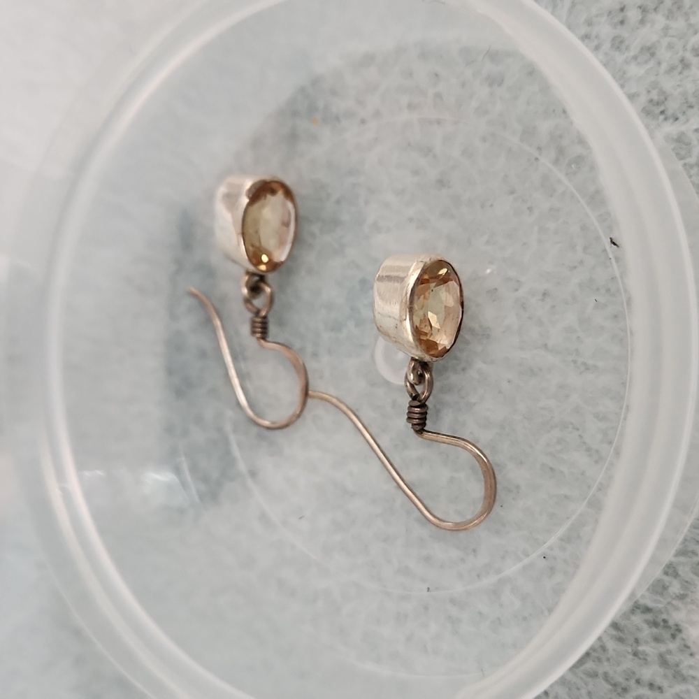 Silver Citrine Gemstone Earings